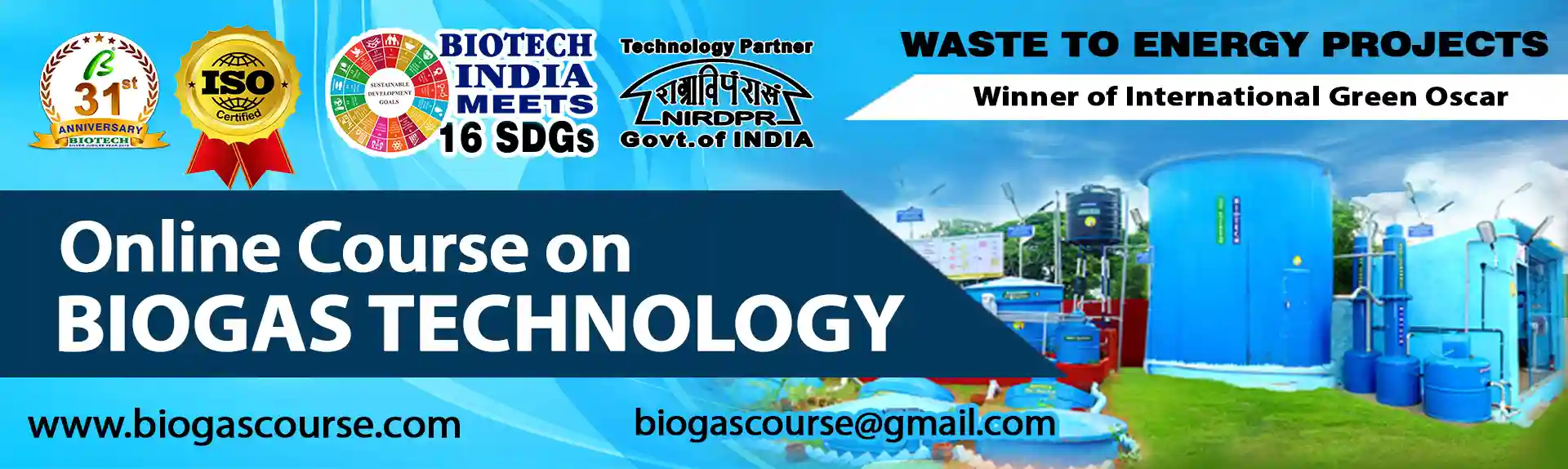 Course on Biogas technology